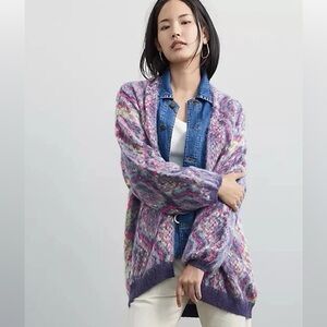 Maeve Anthropologie Peggy Python Cardigan Size XL Pink Soft Fall Winter womens